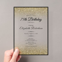 Elegante schwarze und goldene Glitter 75. Geburtst