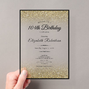 Elegante schwarze und goldene Glitter-Einladung zu Acryleinladungen