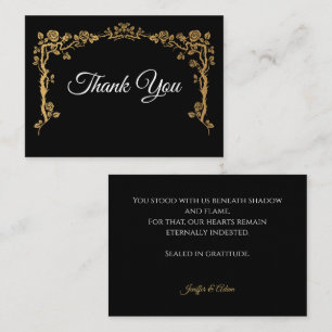 Elegante schwarze und goldene gotische Hochzeit Da Mitteilungskarte