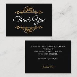 Elegante schwarze und goldene gotische Hochzeit Da Mitteilungskarte