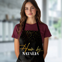 Elegante schwarze und goldene Haarstylist-Schürze