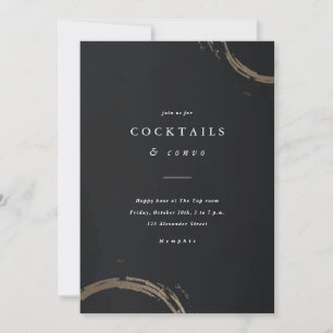 Elegante schwarze und goldene Happy Hour Einladung
