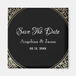 Elegante schwarze und goldene Hochzeit - Save The Magnet