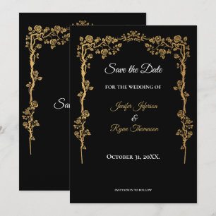 Elegante schwarze und goldene Hochzeit - Sichert e Ankündigung
