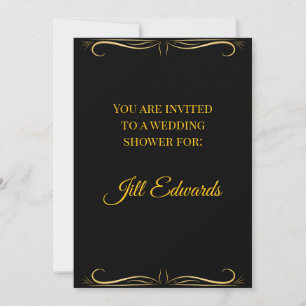 Elegante schwarze und goldene Hochzeitsduscheinlad Einladung