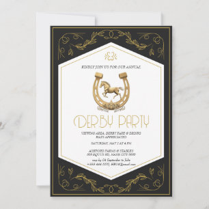 Elegante schwarze und goldene Kentucky Derby-Party Einladung