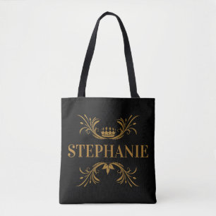 Elegante schwarze und goldene Krone Initialen