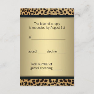 Elegante schwarze und goldene Leopard RSVP Karte