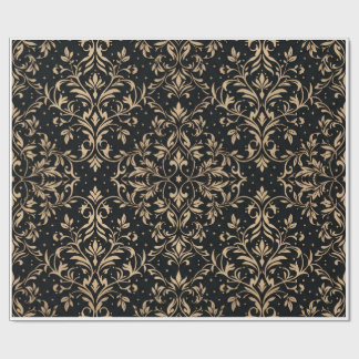 Elegante schwarze und goldene Luxus-Arabeske-Gesch Geschenkpapier