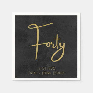 Elegante schwarze und goldene moderne Schrift Vier Serviette