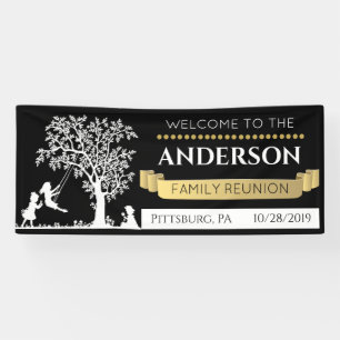 Elegante schwarze und goldene personalisierte Fami Banner