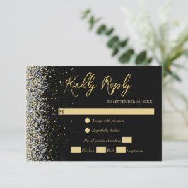 Elegante schwarze und goldene RSVP-Karte RSVP Karte