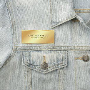 Elegante schwarze und goldene Vorlage Mitarbeiter  Namensschild
