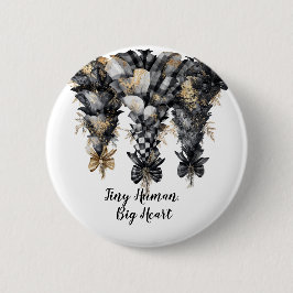 Elegante Schwarze und goldene Weihnachtsbäume Button