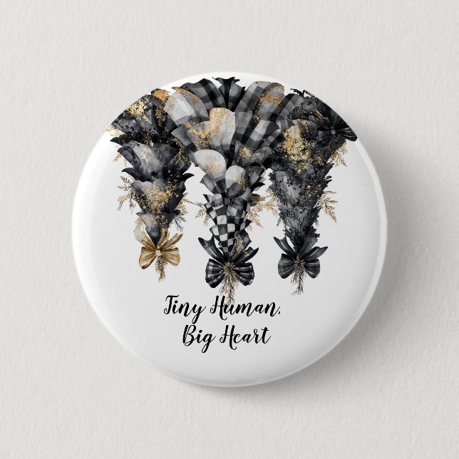 Elegante Schwarze und goldene Weihnachtsbäume Button (Vorderseite)