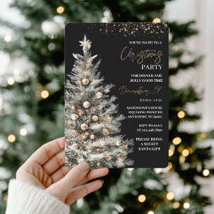 Elegante schwarze und goldene Weihnachtsfeier Einladung
