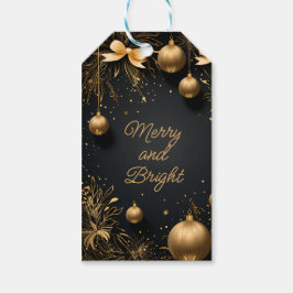 Elegante schwarze und goldene Weihnachtsmarken Cus Geschenkanhänger