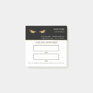 Elegante schwarze und goldene Wimpernbehandlung Post-it Klebezettel
