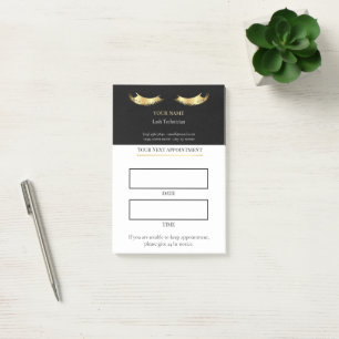 Elegante schwarze und goldene Wimpernbehandlung Post-it Klebezettel