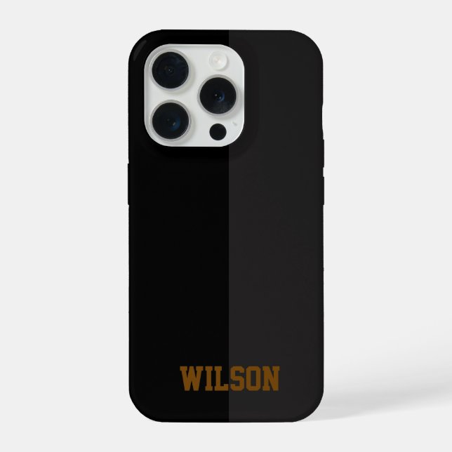Elegante schwarze und graue Monogramm-Name-Telefon iPhone Hülle (Rückseite)