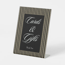 Elegante schwarze und grüne Streifen Karten und Ge Sockelschild