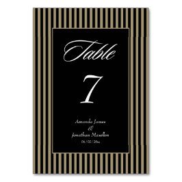 Elegante schwarze und grüne Streifen Tischnummer