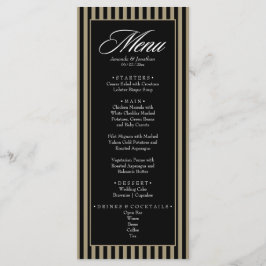 Elegante schwarze und grüne vertikale Streifen Hoc Menükarte