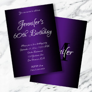 Elegante schwarze und königliche violette Ombre 60 Einladung