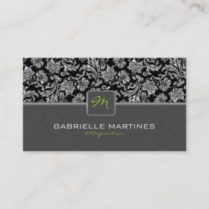 Elegante schwarze und metallisch silberne Vintage- Visitenkarte