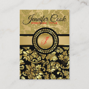 Elegante schwarze und metallische goldene florale  visitenkarte