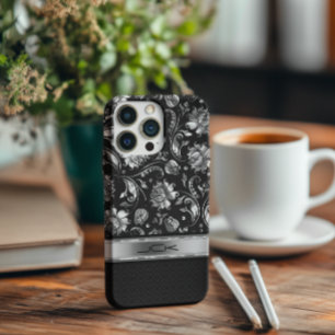 Elegante schwarze und metallische silberfarbene Da Case-Mate iPhone Hülle