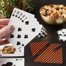 Elegante schwarze und orange diagonale Streifen Na Spielkarten