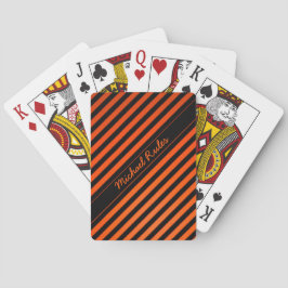 Elegante schwarze und orange diagonale Streifen Na Spielkarten