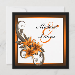 Elegante schwarze und orangefarbene asiatische Lil Einladung