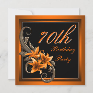 Elegante schwarze und orangefarbene Tiger-Lilie-Bi Einladung