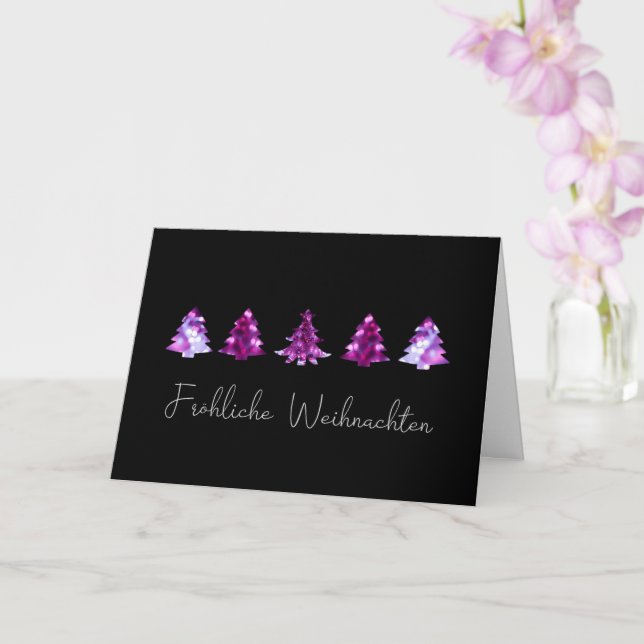 Elegante schwarze und rosa Frohe Weihnachtsbäume K Karte (Orchidee)