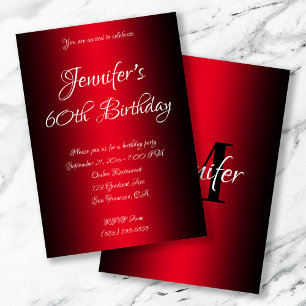 Elegante schwarze und rote Ombre 60. Geburtstag Einladung