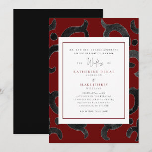 Elegante schwarze und rote Winterhochzeitseinladun Einladung