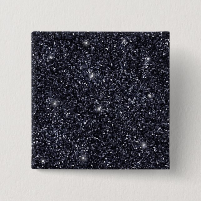 Elegante schwarze und silberne Glitter-Funkel-Hoch Button (Vorderseite)