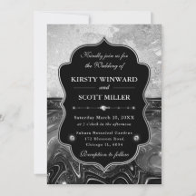 Elegante schwarze und silberne Glitter-Hochzeit