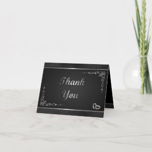 Elegante schwarze und silberne Hochzeit Danke Kart