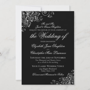 Elegante schwarze und silberne klassische formelle einladung