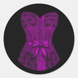 Elegante schwarze und violette Korsett-Aufkleber Runder Aufkleber