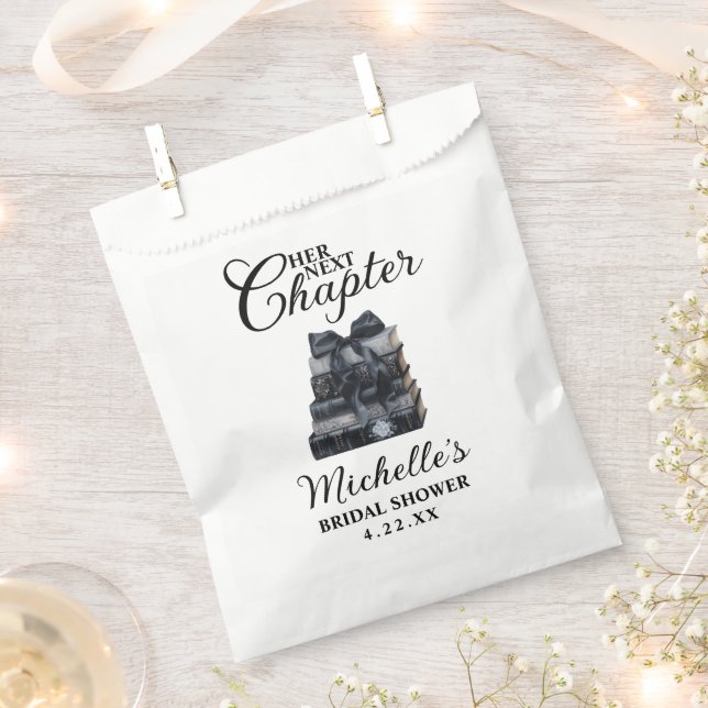 Elegante schwarze und weiße Buch-Themen-Brautparty Geschenktütchen (Ausgeschnitten)