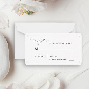 Elegante schwarze und weiße Budget-Hochzeits-RSVP Mitteilungskarte