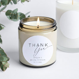 Elegante schwarze und weiße Danke-Hochzeitsshower  Runder Aufkleber