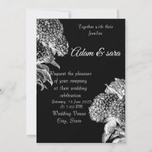 Elegante schwarze und weiße florale Hochzeitseinla