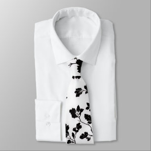 Elegante schwarze und weiße florale Silhouette Bot Krawatte