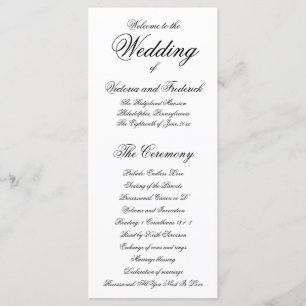 Elegante schwarze und weiße formelle Hochzeit Programm