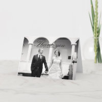 Elegante schwarze und weiße Hochzeit Dankeskarte